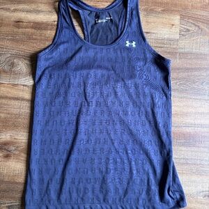 Womens Under Armour Word Mark Navy blue Tank Top Medium